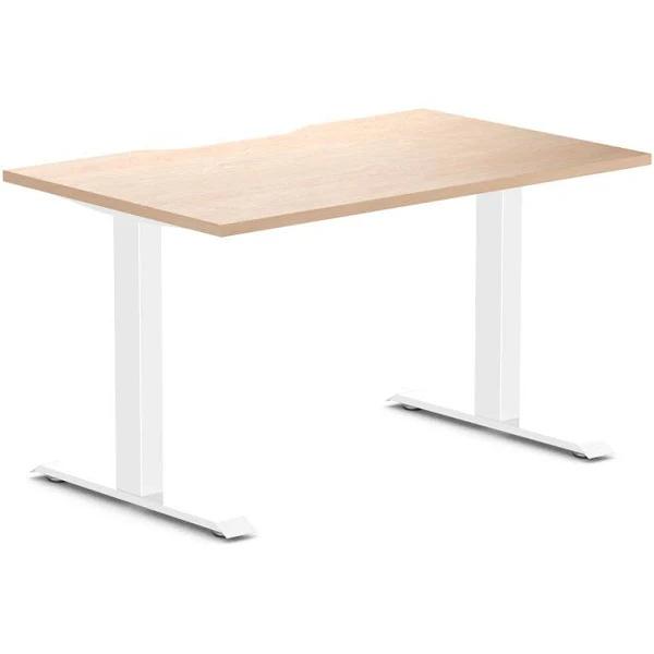 Desky Zero Scalloped Melamine Office Desk Curly Birch / 1200x750mm / White