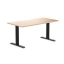 Desky Zero Scalloped Melamine Office Desk Curly Birch / 1500x750mm / Matte Black