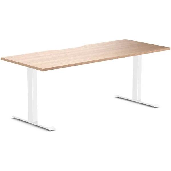 Desky Zero Scalloped Melamine Office Desk Sublime Teak / 1800x750mm / White