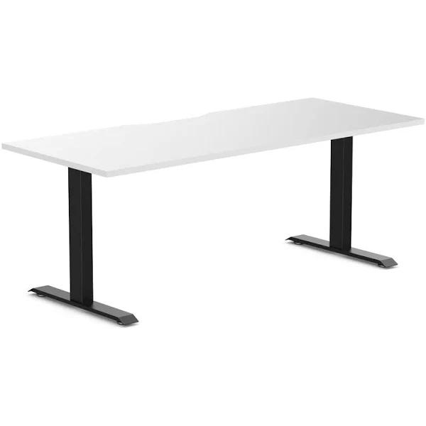 Desky Zero Scalloped Melamine Office Desk White / 1800x750mm / Matte Black