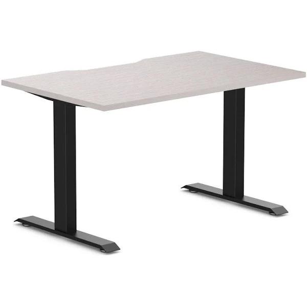 Desky Zero Scalloped Melamine Office Desk White Alaskan / 1200x750mm / Matte Black