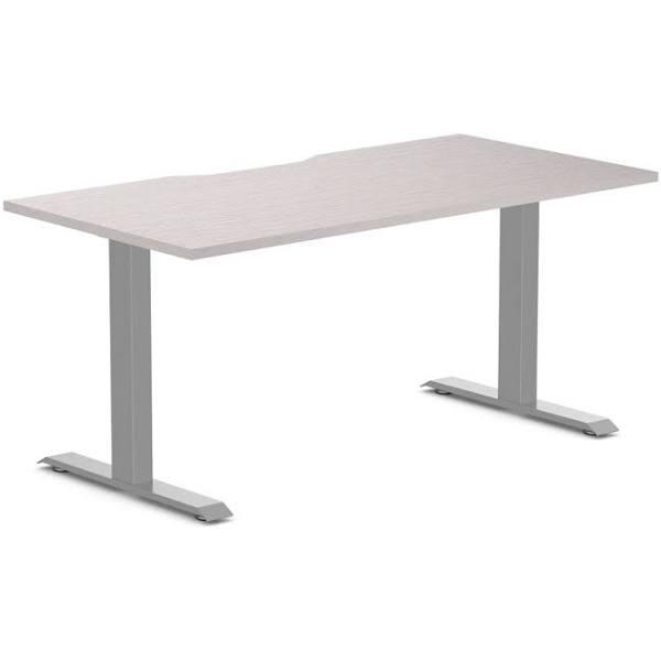 Desky Zero Scalloped Melamine Office Desk White Alaskan / 1500x750mm / Grey