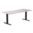Desky Zero Scalloped Melamine Office Desk White Alaskan / 1800x750mm / Matte Black