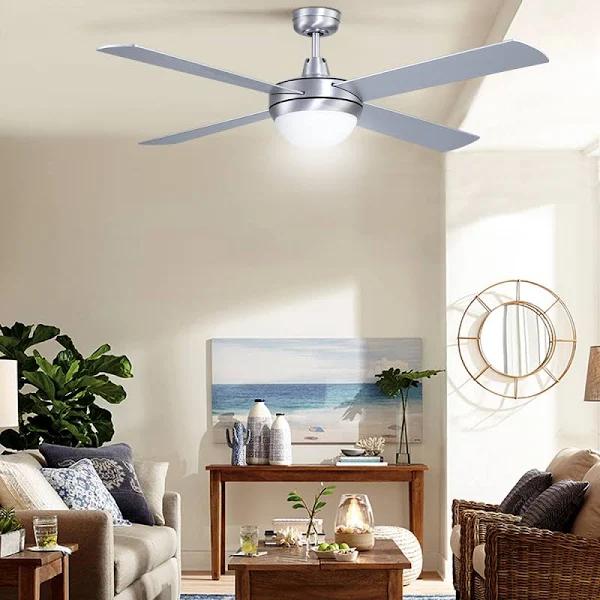 Devanti 4 Blade Ceiling Fan with LED 1300mm Silver