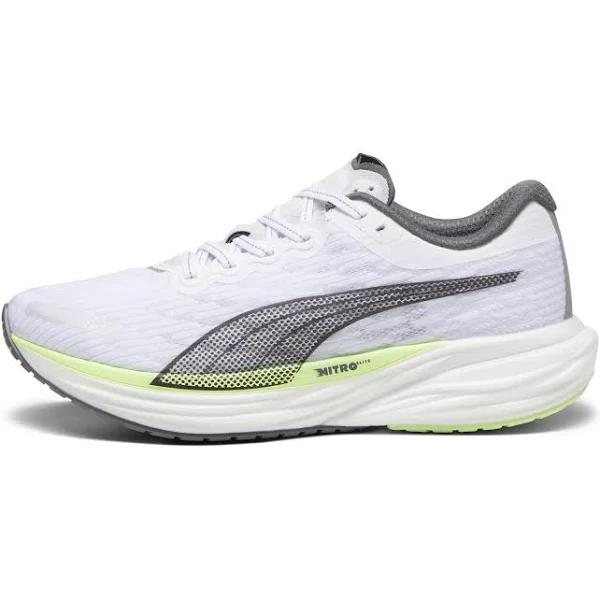 Deviate Nitro 2 Men's Running Shoes in White/Speed Green/Cool Dark Gray, Size 9 by Puma