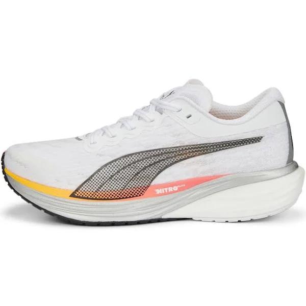 Deviate Nitro 2 Men's Running Shoes in White/Sunset Glow/Sun Stream, Size 7 by Puma