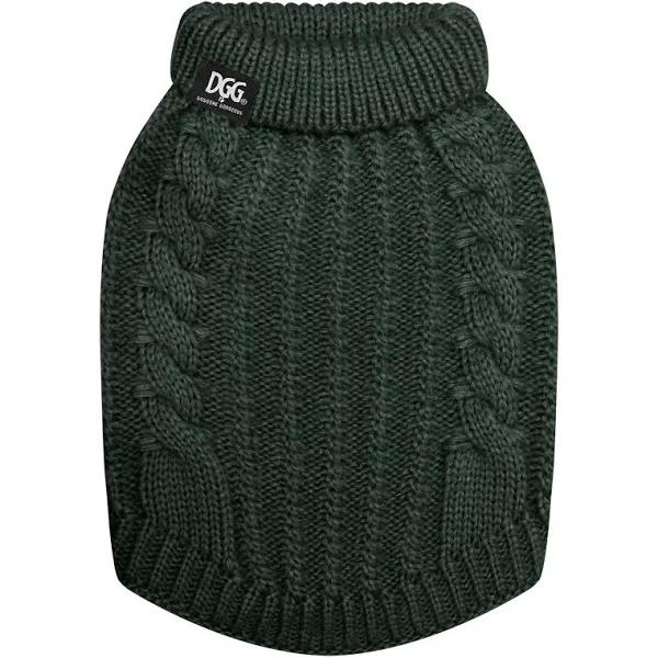DGG Knit Chunky Fluffy Forest Green Dog Jumper - Large