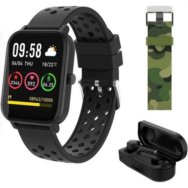 DGTEC 1.7" Smart Watch with Coloured Band and Earbuds Bundle