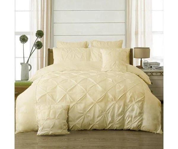Diamond Pintuck King Size Doona/Duvet/Quilt Cover Set - Beige