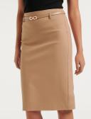Diana Belted Pencil Skirt in Tawny Brown, Size 14