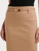 Diana Belted Pencil Skirt in Tawny Brown, Size 14