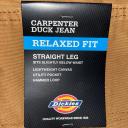 Dickies du250 Relaxed Fit Straight Leg Carpenter Duck Jeans - Rinsed Brown Duck, 34