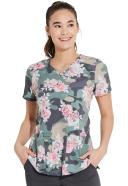 Dickies EDS Camo's Abloom Women's 2-Pocket Stretch V-Neck Print Scrub Top | Size 3x