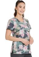 Dickies EDS Camo's Abloom Women's 2-Pocket Stretch V-Neck Print Scrub Top | Size 3x