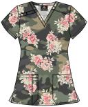 Dickies EDS Camo's Abloom Women's 2-Pocket Stretch V-Neck Print Scrub Top | Size 3x