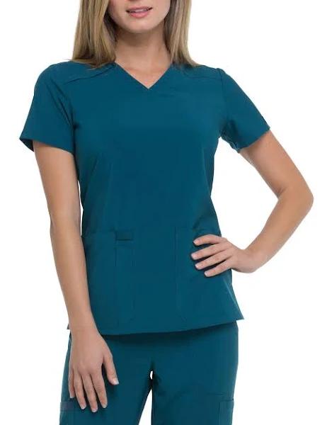 Dickies EDS Essentials V-Neck Scrub Top - S - Caribbean Blue