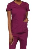 Dickies EDS Signature Scrubs Contemporary Fit V-Neck Top - 2x - Wine