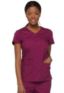 Dickies EDS Signature Scrubs Contemporary Fit V-Neck Top - 2x - Wine