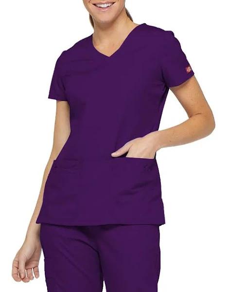 Dickies EDS Signature Scrubs Contemporary Fit V-Neck Top - XS - Eggplant