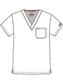 Dickies EDS Signature Scrubs Unisex V-Neck Top - L - Red