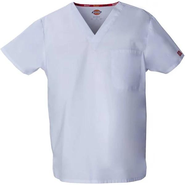 Dickies EDS Signature Unisex V-Neck Scrub Top, White, Si