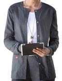 Dickies Medical 86306 Snap Front Warm-Up Jacket - Pewter, L