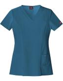 Dickies Xtreme Stretch Scrubs V-Neck Scrub Top - S - Carib Blue