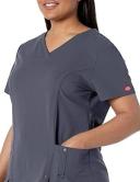 Dickies Xtreme Stretch Scrubs V-Neck Scrub Top - S - Pewter