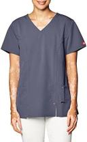 Dickies Xtreme Stretch Scrubs V-Neck Scrub Top - S - Pewter
