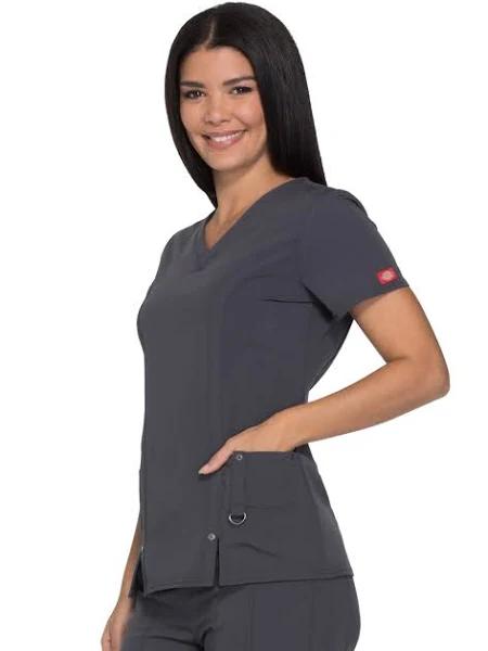 Dickies Xtreme Stretch Scrubs V-Neck Scrub Top - S - Pewter