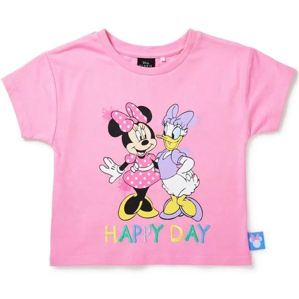 Disney Girls Minnie Mouse Print Tee - Pink - Size 2