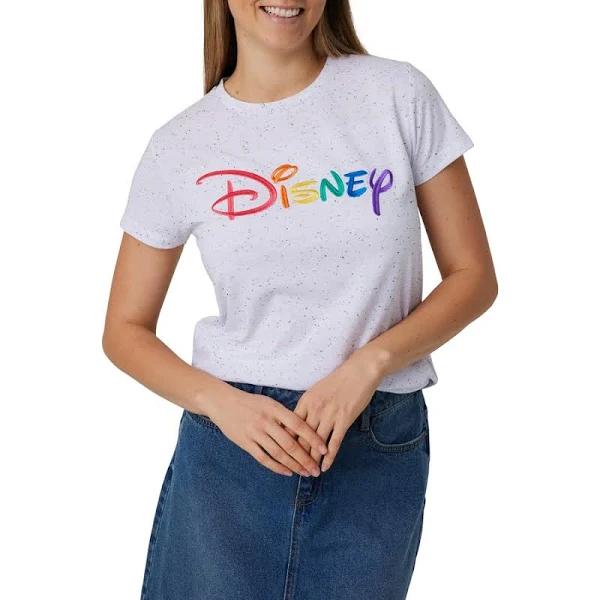 Disney Women's Rainbow Print Tee - White - Size Small