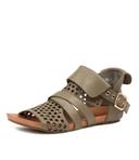 Django & Juliette Dwan Khaki Leather Khaki Womens Leather Sandals Flat Sandals