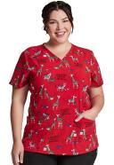 DK616 Safari Pop Dickies Women's Print Scrub Top