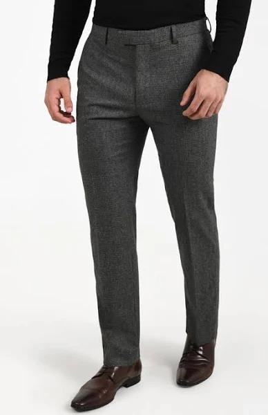 Dobell Grey Puppytooth Suit Trousers