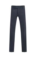 Dobell Navy Prince of Wales Windowpane Check Slim Fit Suit Trousers