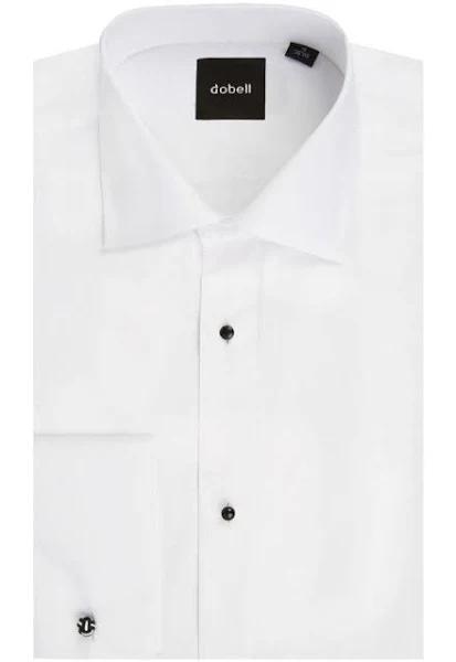 Dobell White Tuxedo Shirt With Stud Buttons