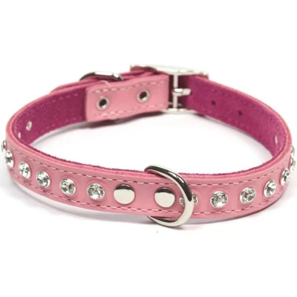DOGUE Leather Glamour Collar - S - Pink