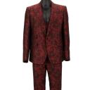 Dolce & Gabbana - Baroque Jacquard Suit Jacket Waistcoat Black Red 52