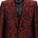 Dolce & Gabbana - Baroque Jacquard Suit Jacket Waistcoat Black Red 52