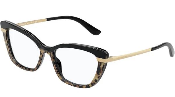 Dolce & Gabbana DG3325 Eyeglasses 3244 Top Black/Leo Brown/Black