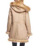 Donna Salyers Alpine Hooded Faux Suede Coat in Latte 2x