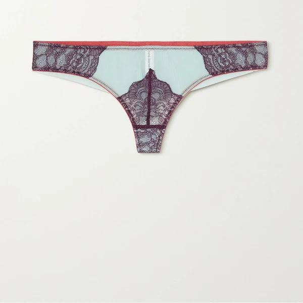 Dora Larsen + NET SUSTAIN Enid recycled lace and tulle briefs - Women - Light blue Briefs - XS