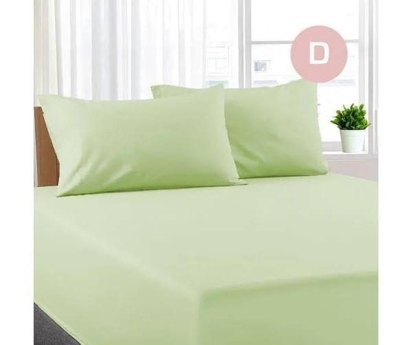Double Size Pistachio Color Poly Cotton Fitted Sheet + Pillowcase