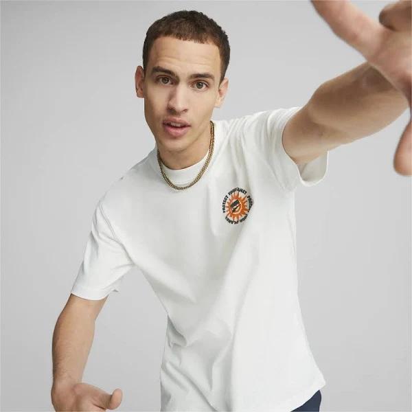 Downtown Graphic T-Shirt Men in White, Size Large, Cotton/Polyester by Puma