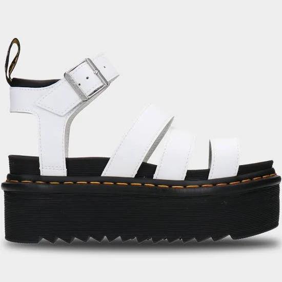 Dr Martens Clarissa Nappa Quad White Platform Sandals - Docs Shoes