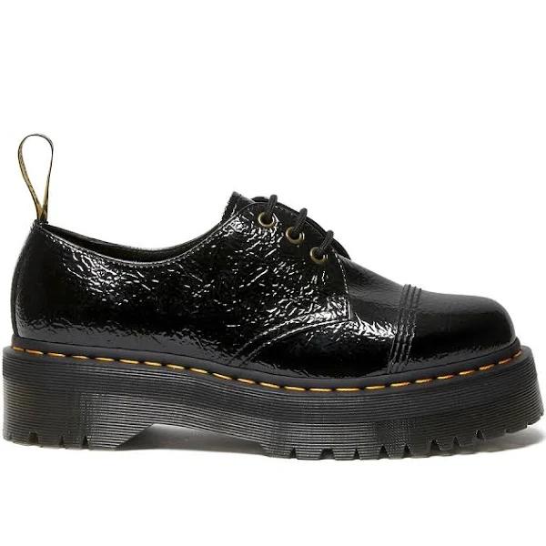Dr Martens Womens 1461 Quad 3 Eye Shoes Distressed Patent Black Size 5