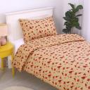 Dreamaker Printed Quilt Cover Set - Single Bed Tan Red Bird