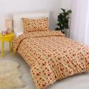 Dreamaker Printed Quilt Cover Set - Single Bed Tan Red Bird