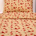 Dreamaker Printed Quilt Cover Set - Single Bed Tan Red Bird